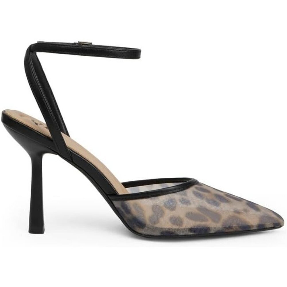 Close Toe Ankle Strap Women Leopad Heel Pointed Toe Stiletto Pumps Wedding Shoes - Picture 2 of 7